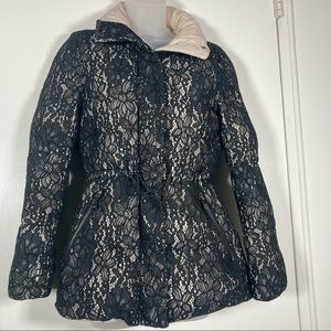 Lace puffer coat